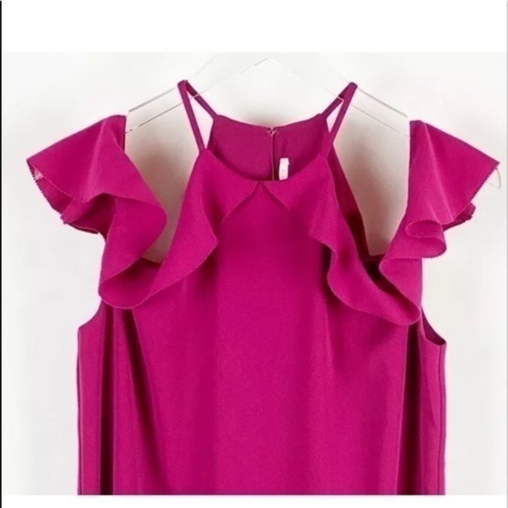 Cooper & Ella Raspberry Saga Cold Shoulder Ruffle Dress - Size M - Picture 9 of 16